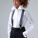Sicily Meadow Green Floral Patterned Silk Suspenders