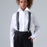 Sicily Meadow Green Floral Patterned Silk Suspenders