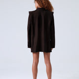 Broadway Monica Double-Breasted Virgin Wool Blazer in Dark Coffee