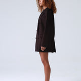 Broadway Monica Double-Breasted Virgin Wool Blazer in Dark Coffee