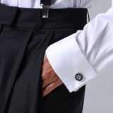 Chalk White Floral Print Handmade Italian Cufflinks with Clear Resin