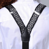Sicily Chalk White Floral Patterned Silk Suspenders