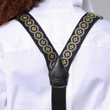 Sicily Lemon Yellow Floral Patterned Silk Suspenders
