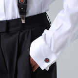 Lava Orange Floral Print Handmade Italian Cufflinks with Clear Resin