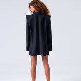 Broadway Liza Double-Breasted Virgin Wool Blazer in Deep Black