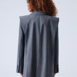 Broadway Sophia Double-Breasted Virgin Wool Blazer in Grey