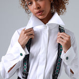 Sicily Meadow Green Floral Patterned Silk Suspenders