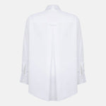 White cotton business shirt on invisible mannequin, back view