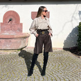 Broadway Monica Virgin Wool Bermuda Shorts in Coffee Brown