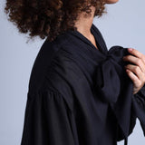 Protagonista Tencel Bow-Tie Black Blouse With Voluminous Airy Sleeves