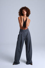 Broadway Sophia Wid-Leg Virgin Wool Pants in Mid Grey – ETNA