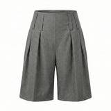 Broadway Sophia Virgin Wool Bermuda Shorts in Mid Grey