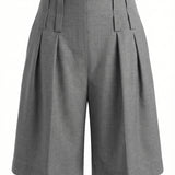 Broadway Sophia Virgin Wool Bermuda Shorts in Mid Grey