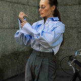 Diva Business Style Blue Organic Cotton Shirt