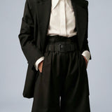 Broadway Liza Virgin Wool Bermuda Shorts in Dark Black