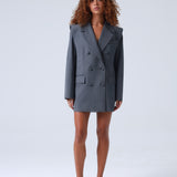 Broadway Sophia Double-Breasted Virgin Wool Blazer in Grey
