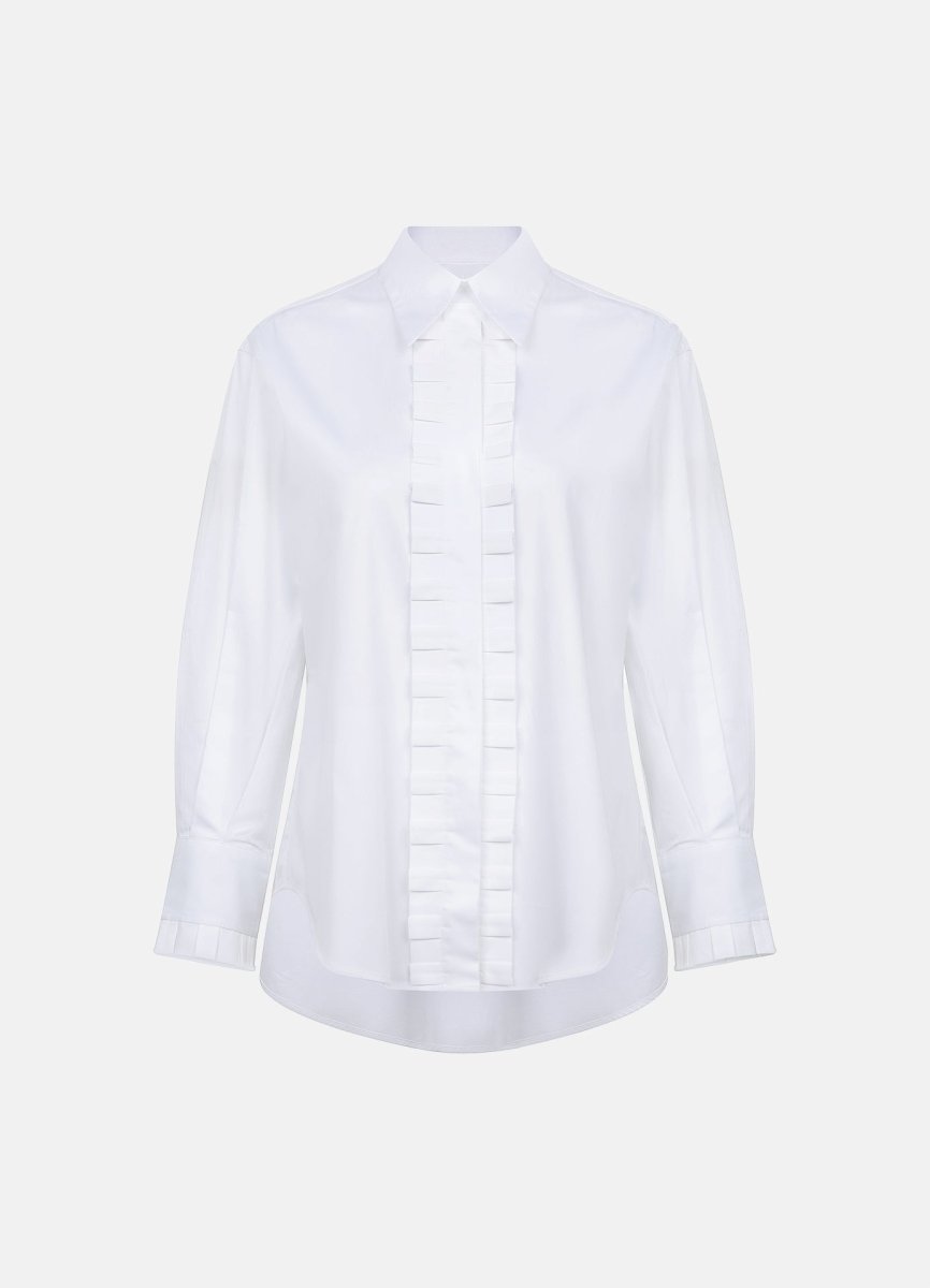 Settima Collared Shirt with Ruffle Trim Settima Collared Shirt with Ruffle Trim