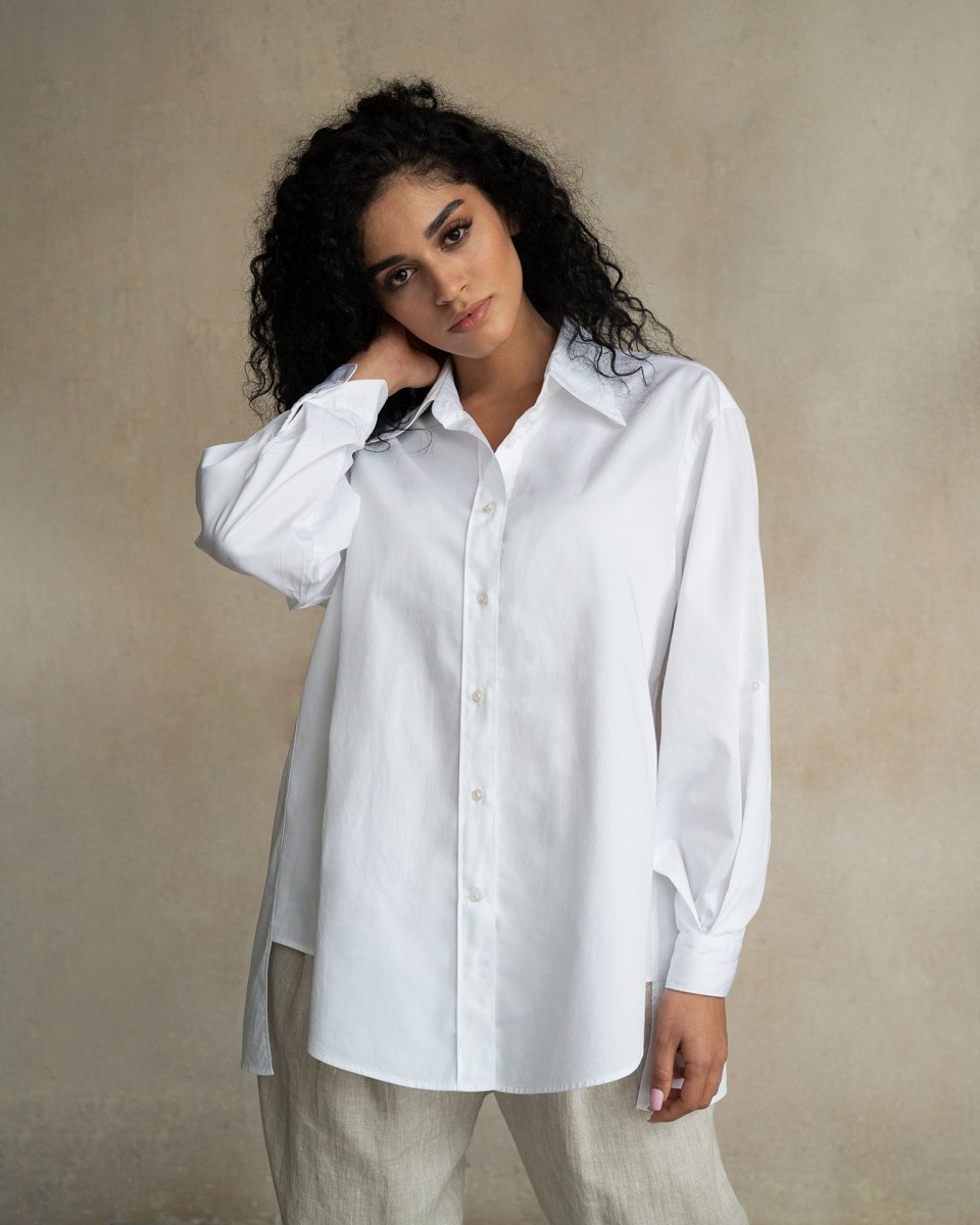 Terza White Shirt with Roll Up Sleeves | ETNA Shirts